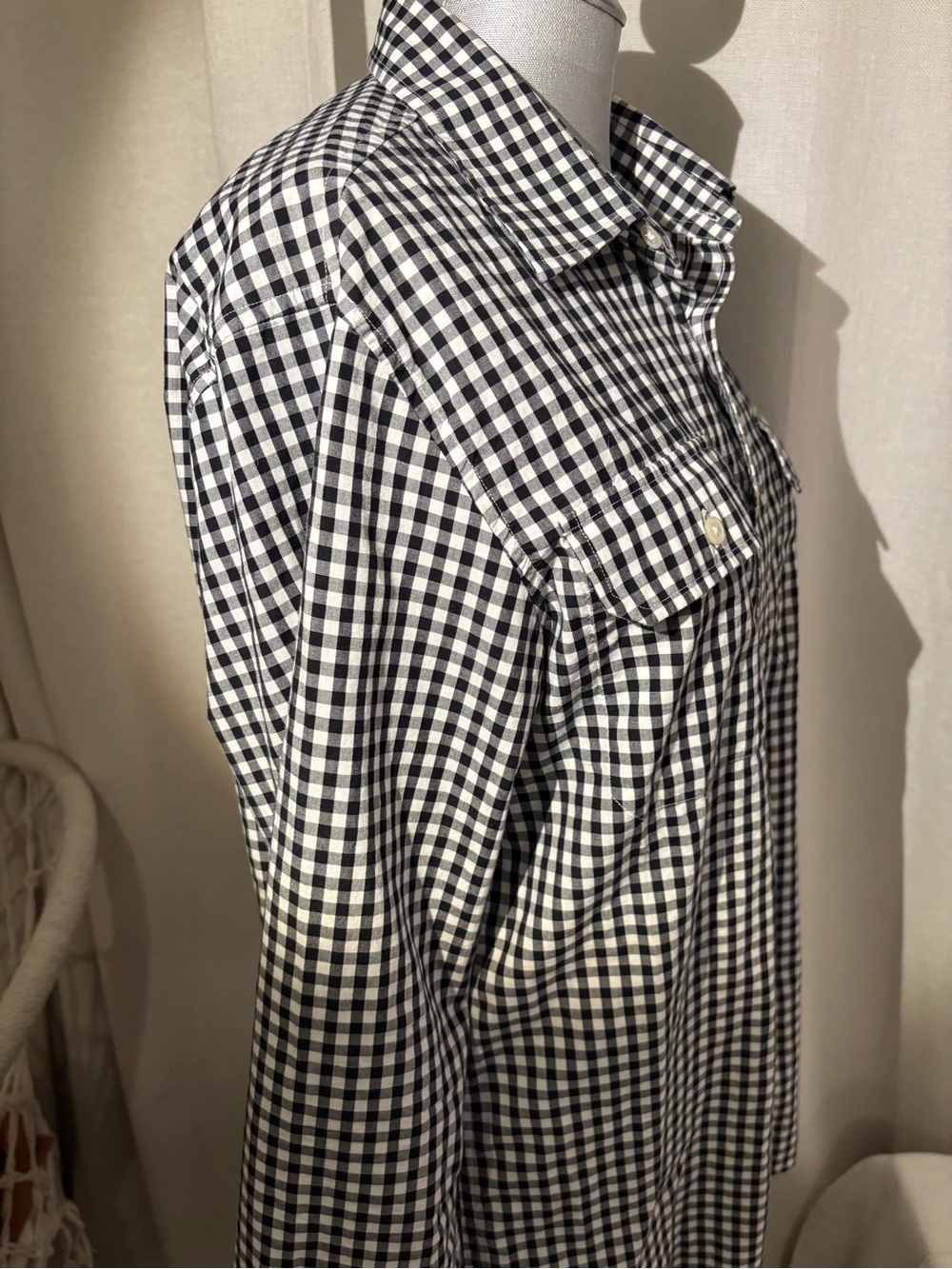 Michael Kors Black and White Gingham Button-Down Shirt - Picture 6 of 11